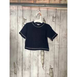 Petit Bateau Y2K Baby Tee Women's Small Crop Top Black